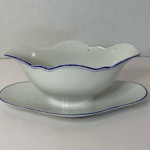 Bareuther Bavaria Hand Painted Gravy Boat with under plate